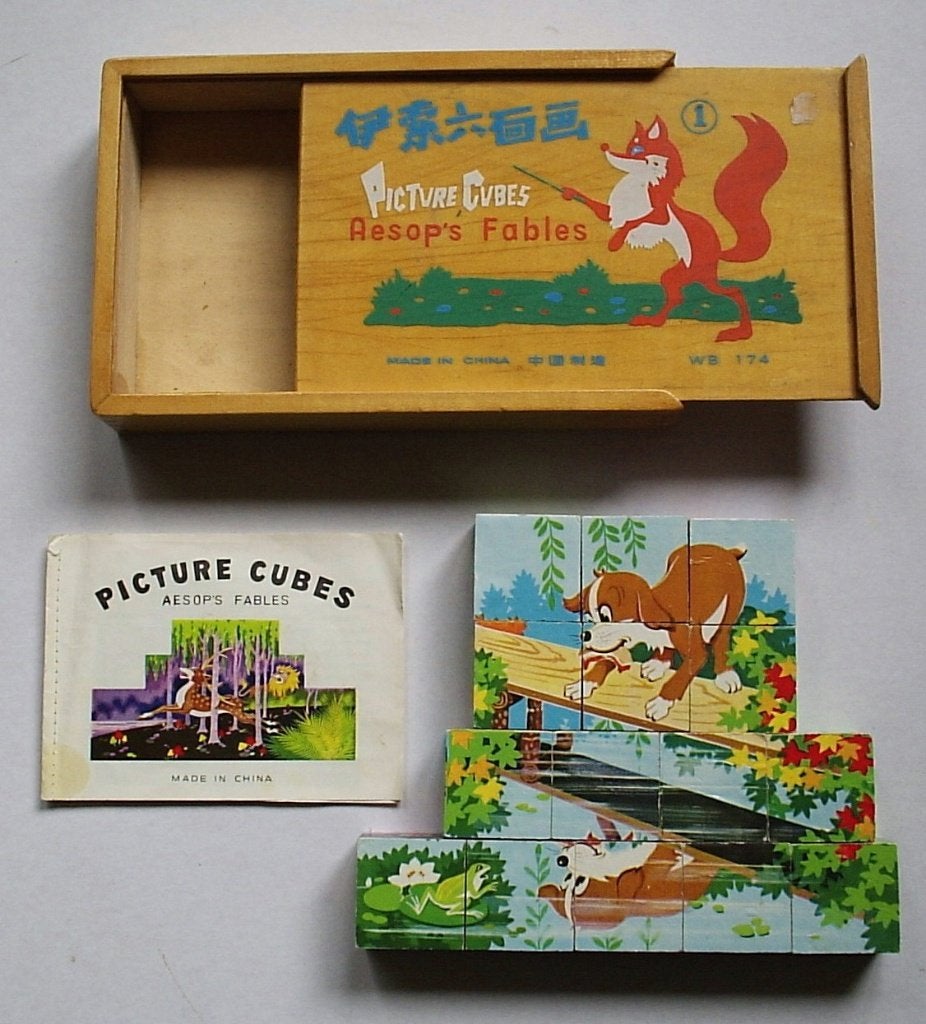 Unieke houten blokken puzzel: Aesop's Fables nr 1, Verzenden