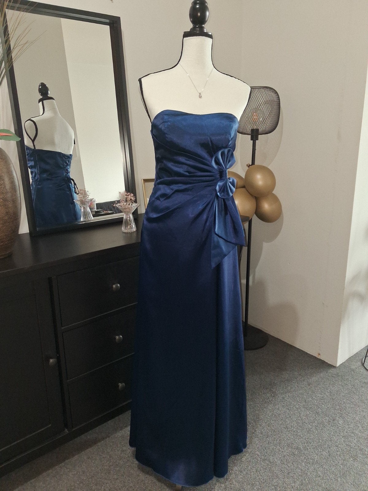 Juju & Christine Strapless Galajurk met Strik - Maat 34 (XS), Kleding | Dames, Blauw, Ophalen of Verzenden, Zo goed als nieuw