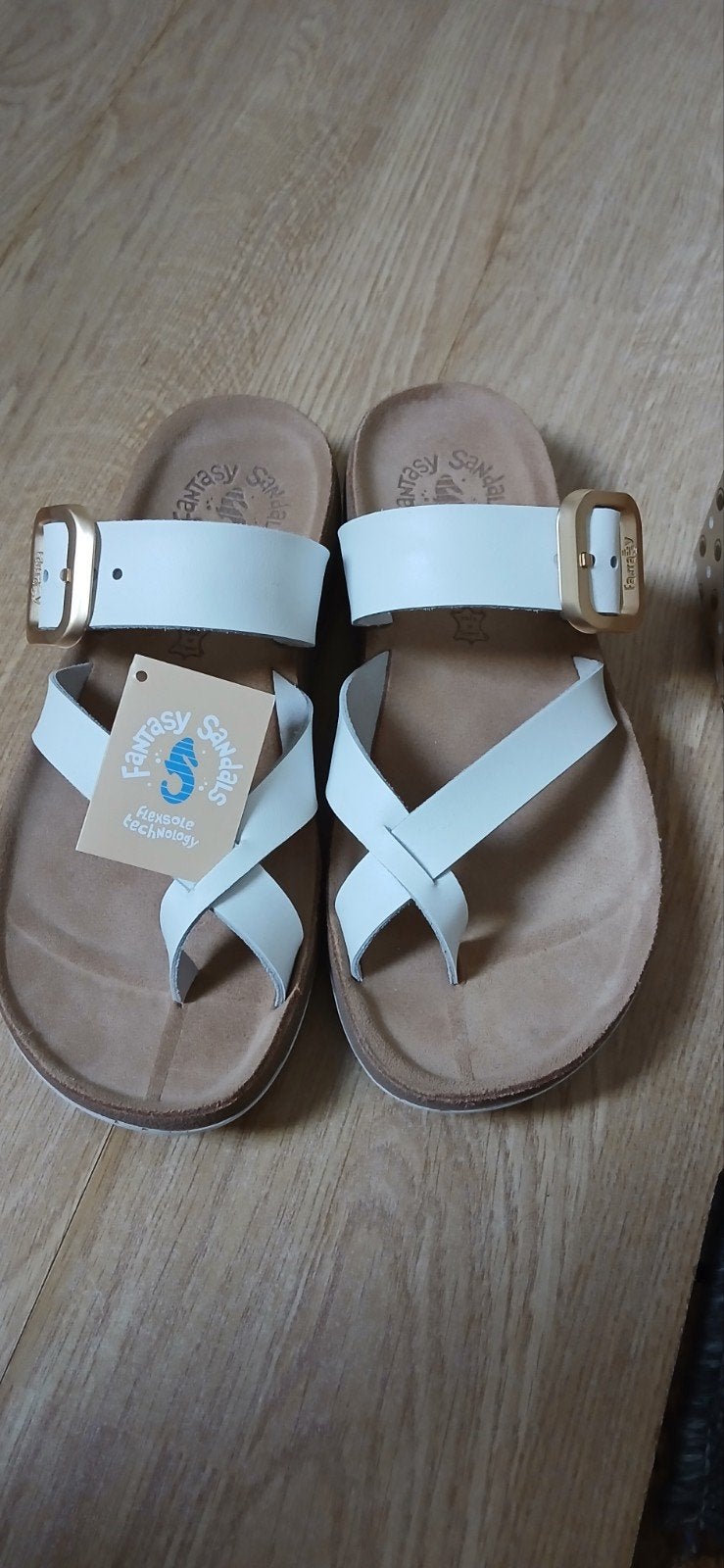 Nieuwe witte leren fantasy griekse slippers mt 38, Ophalen of Verzenden, Nieuw, Wit
