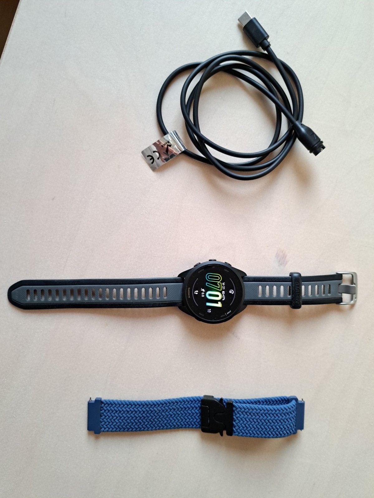 Garmin Forerunner 165 (zonder Music) + extra bandje, Ophalen, Zwart, Garmin, Zo goed als nieuw
