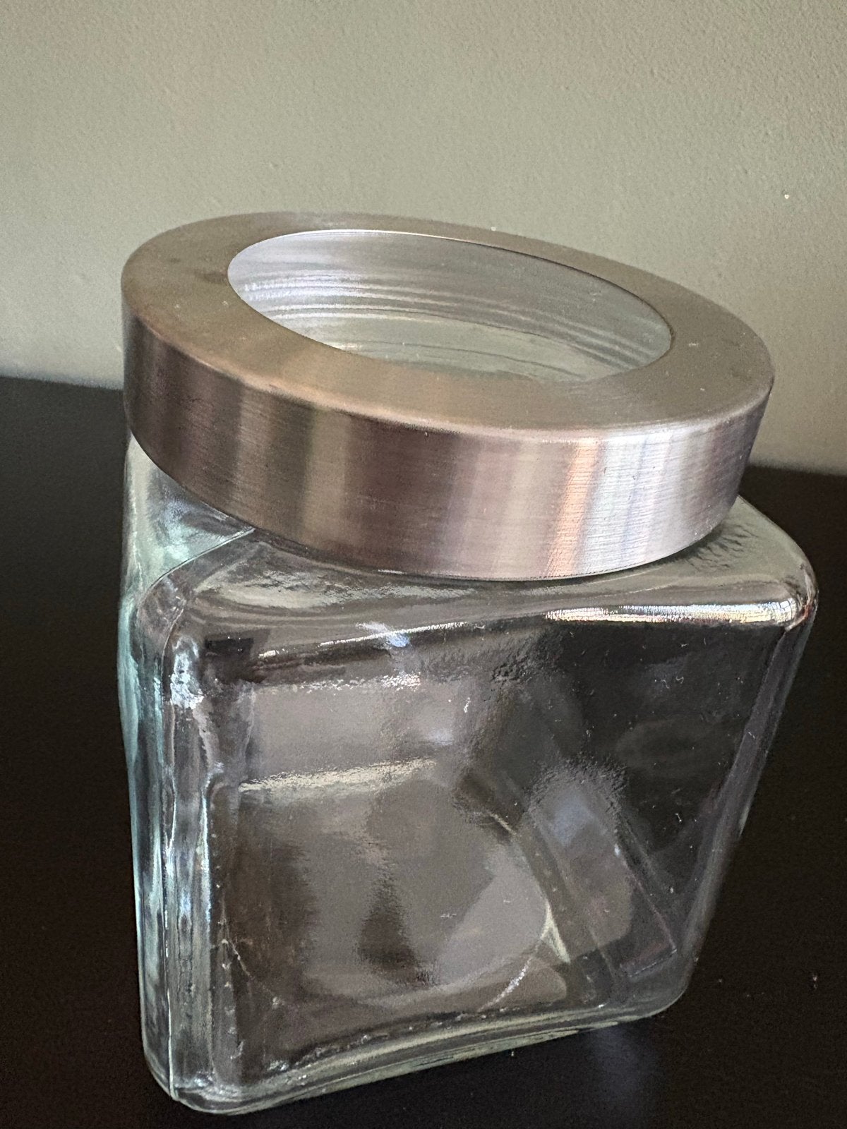 Set van 2 Glazen Potten - Gerecycled Glas & Vierkant Design, Huis en Inrichting, Ophalen, Transparant, Gerecycled glas, Glas