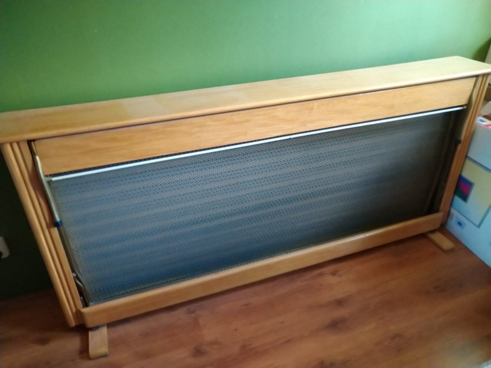 Vintage opklapbed blank eiken, Ophalen, Rechthoekig, 150 tot 200 cm