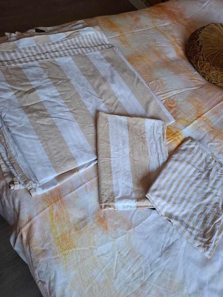 Twee persoonsdekbed overtrek - 240 x 200/220, Huis en Inrichting, Slaapkamer | Beddengoed, Lits-jumeaux, Beige, Dekbedovertrek