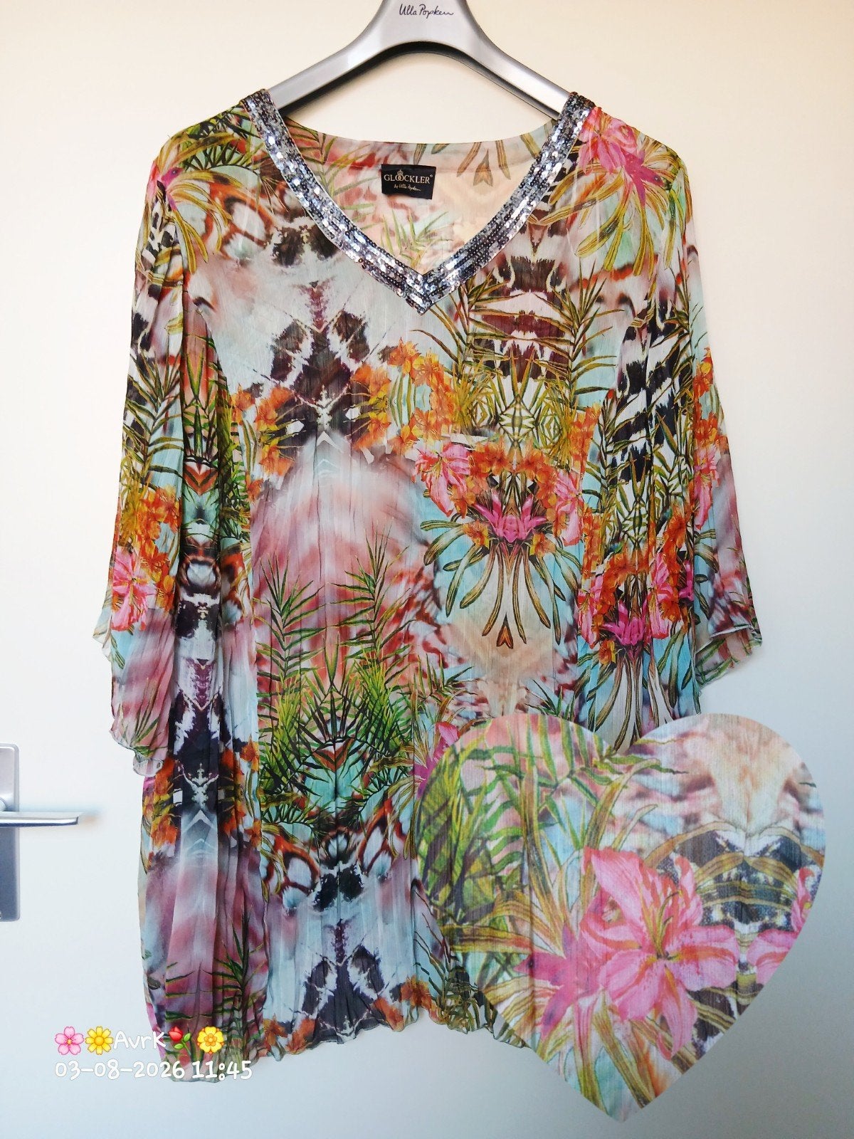 strandjurk jurk tuniek blouse zilver ulla popken mt 54 56 58, Blouse of Tuniek, Ulla Popken, Zo goed als nieuw, Meerkleurig