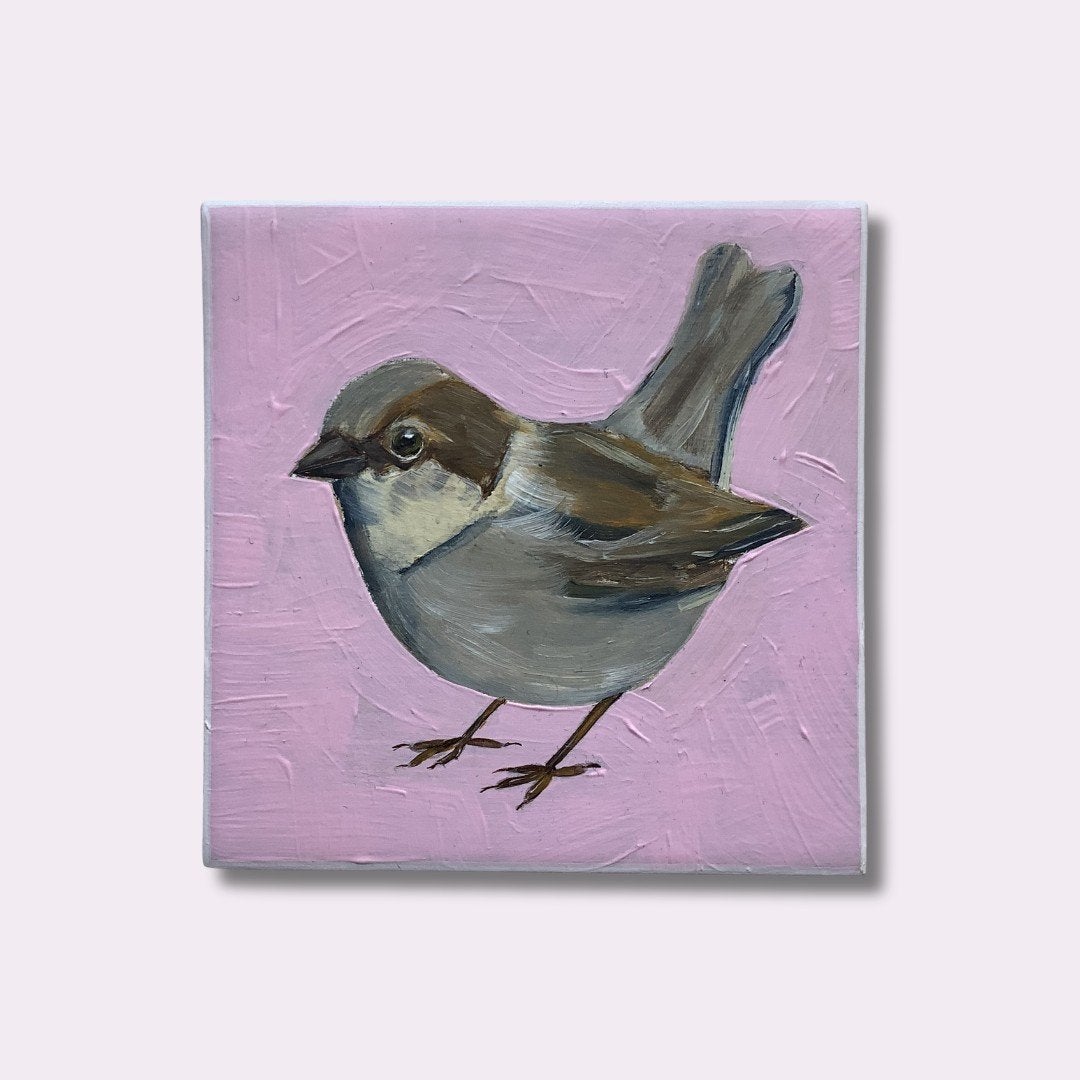 Handbeschilderd tegeltje 'musje', Ophalen of Verzenden, MadeByEstas, -, -