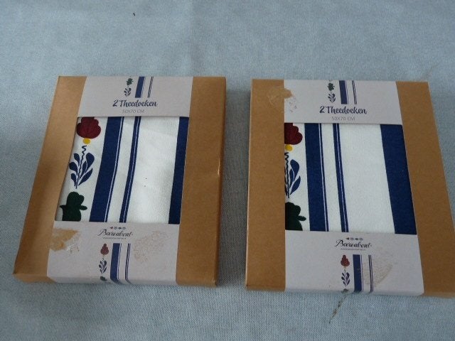  Boerenbont Theedoeken 4 stuks 50x70 cm Nieuw, Katoen, Wit, Wasbaar, Nieuw