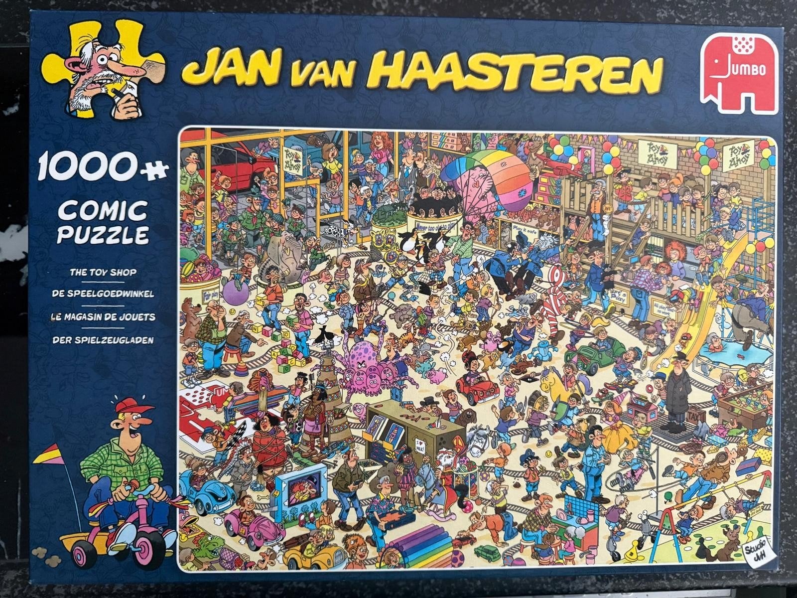 Jan van Haasteren puzzel 1000 stukjes "De Speelgoedwinkel", Ophalen of Verzenden, 500 t/m 1500 stukjes, Zo goed als nieuw