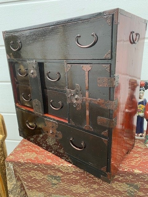 Originele Japanse antieke Tansu Kist met sleutel, Huis en Inrichting, Woonaccessoires | Kisten, Ophalen, Gebruikt, 50 tot 100 cm