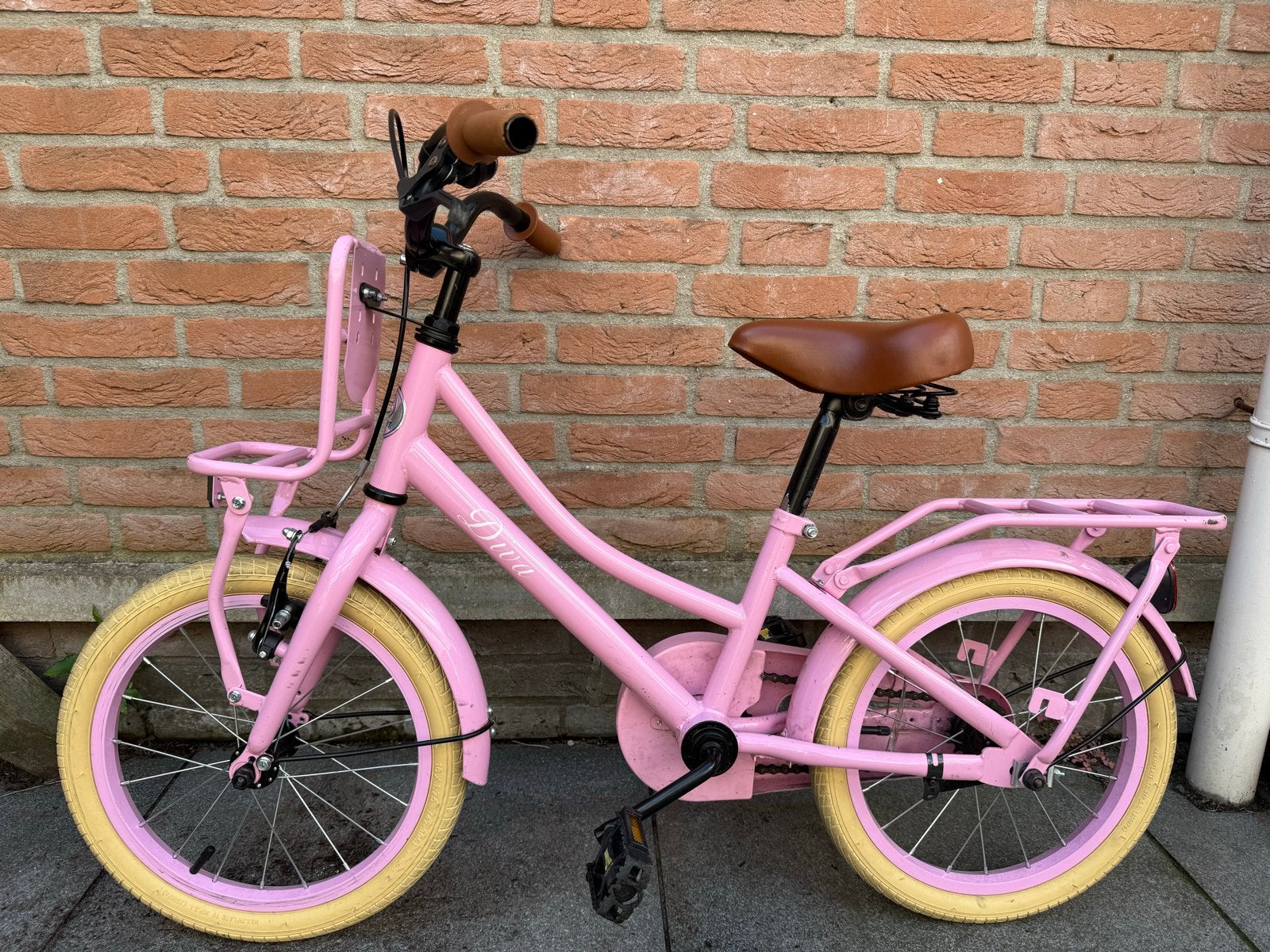 Spirit Diva meisjesfiets Roze 16 inch, Fietsen en Brommers, Ophalen, Gebruikt, Velgrem, 16 tot 20 inch