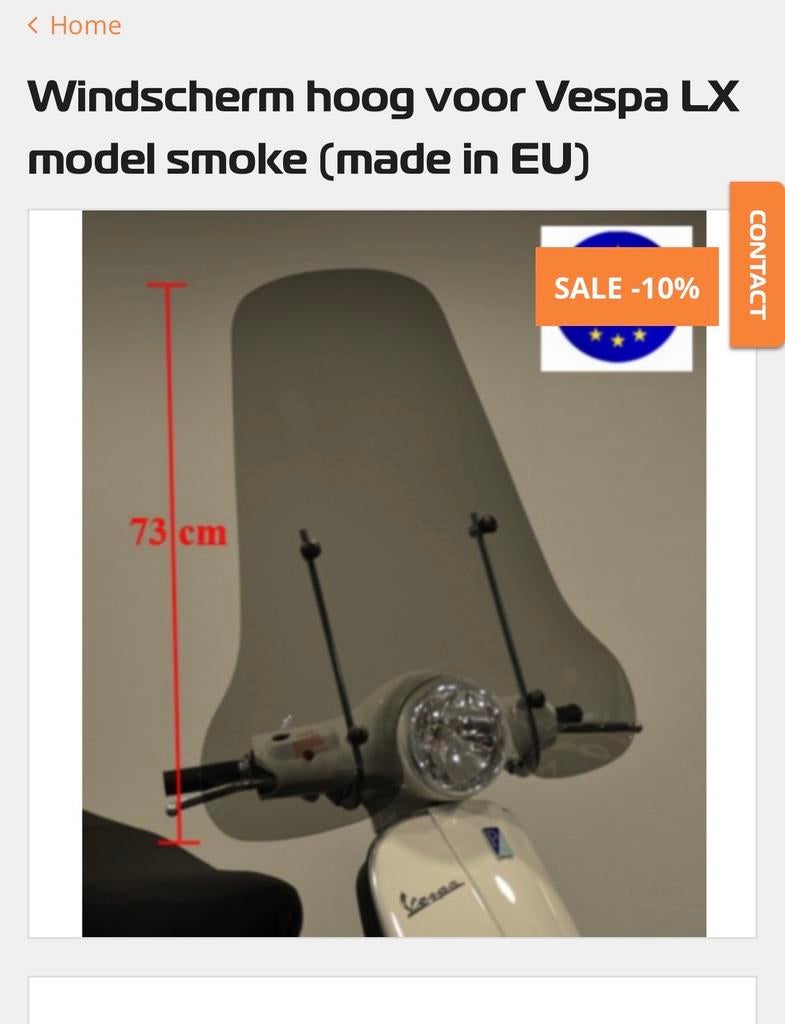 Windscherm Hoog Voor Vespa LX Model Smoke, Ophalen of Verzenden, Nieuw, Benzine, Vespa LX