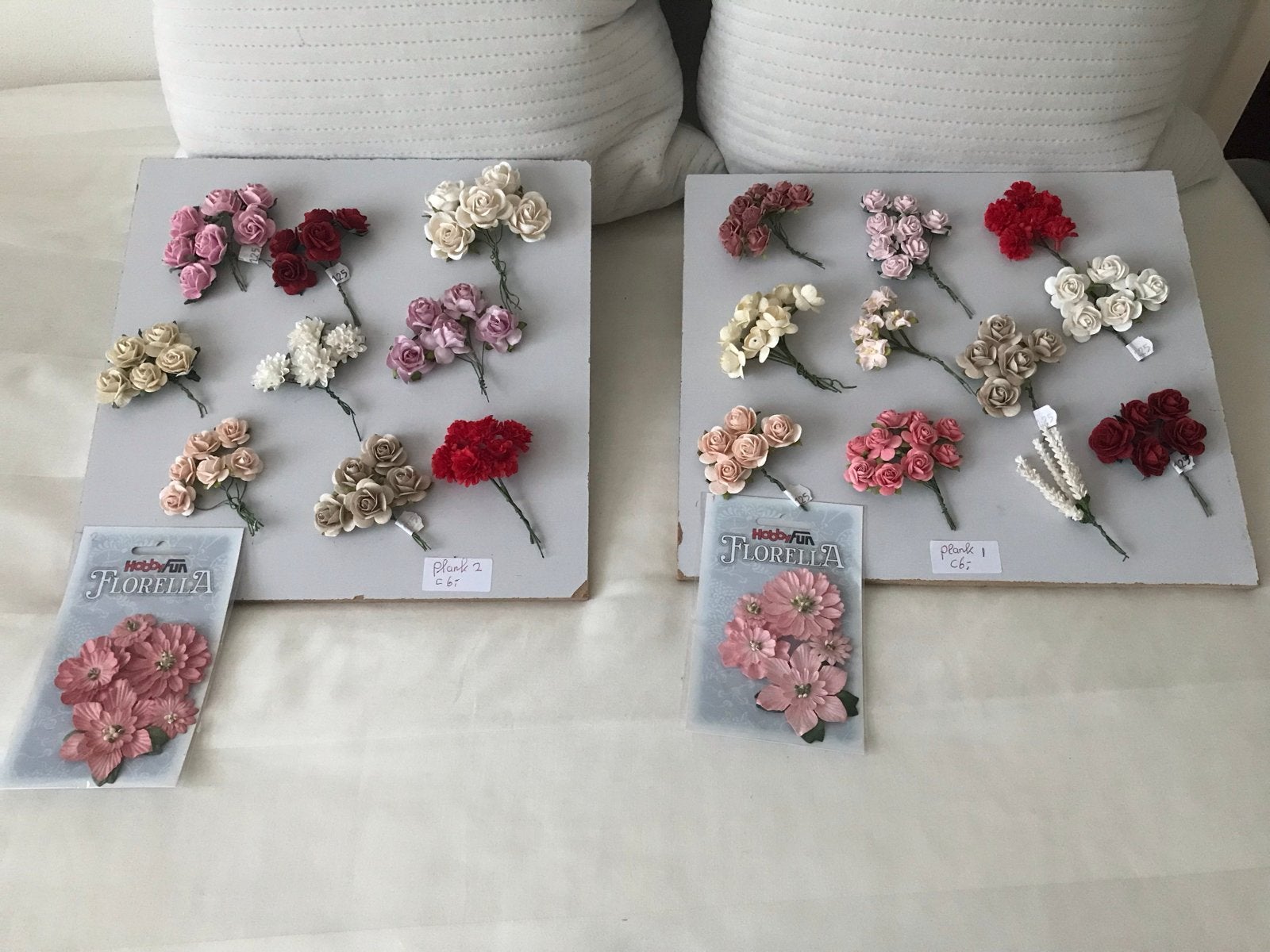 Diverse knutselbloemen en decoratiesets 6,00 per plankje, Gebruikt, Textiel, Meerkleurig, Overige merken