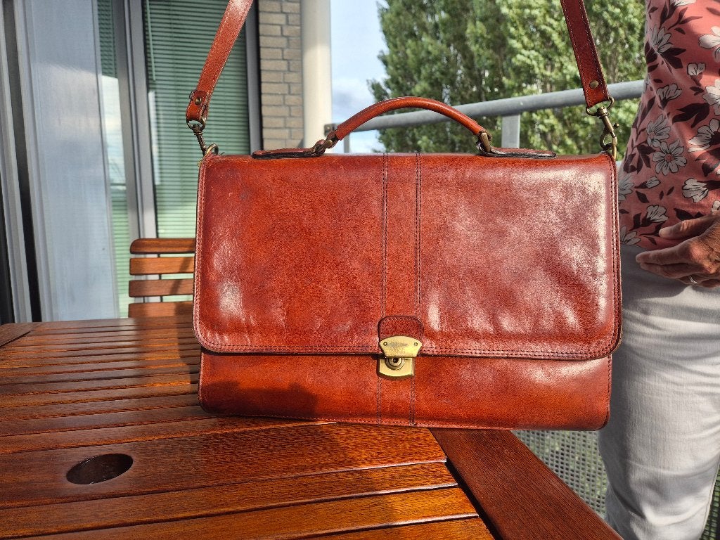 Mooie leren tas, Overige merken, Gebruikt, Bruin, Ophalen of Verzenden