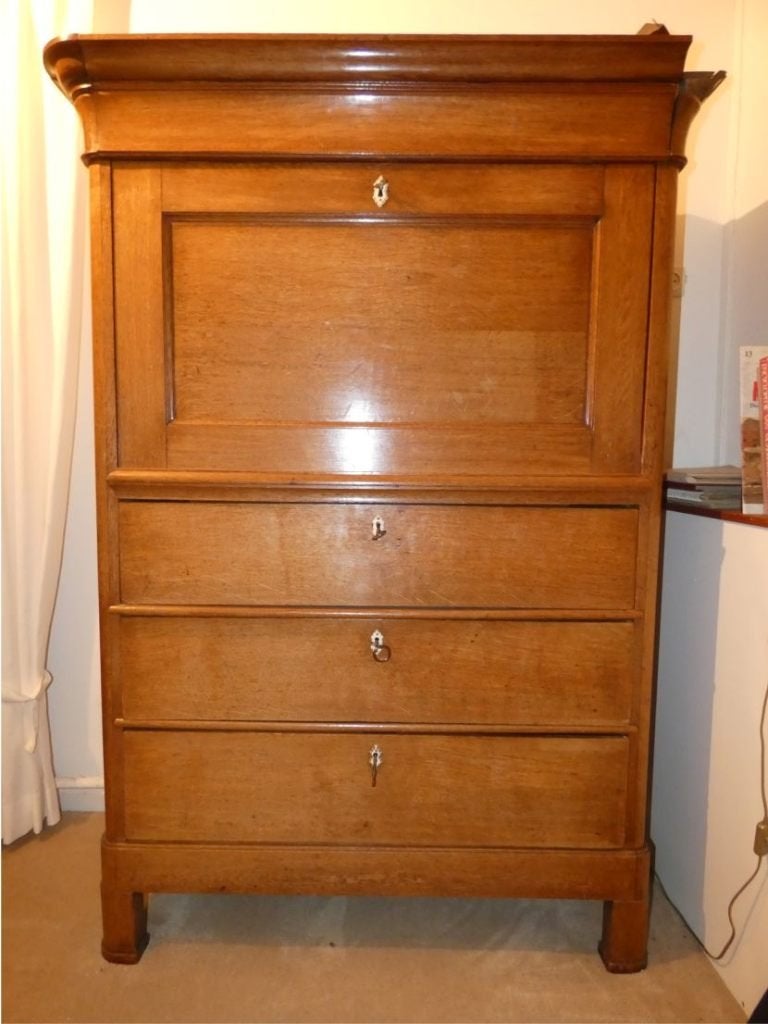 Klepsecretaire met geheime laden, fijn eikenhout, 1900, Ophalen, Gebruikt, Begin 20e eeuw, interessant meubel, vakwerk