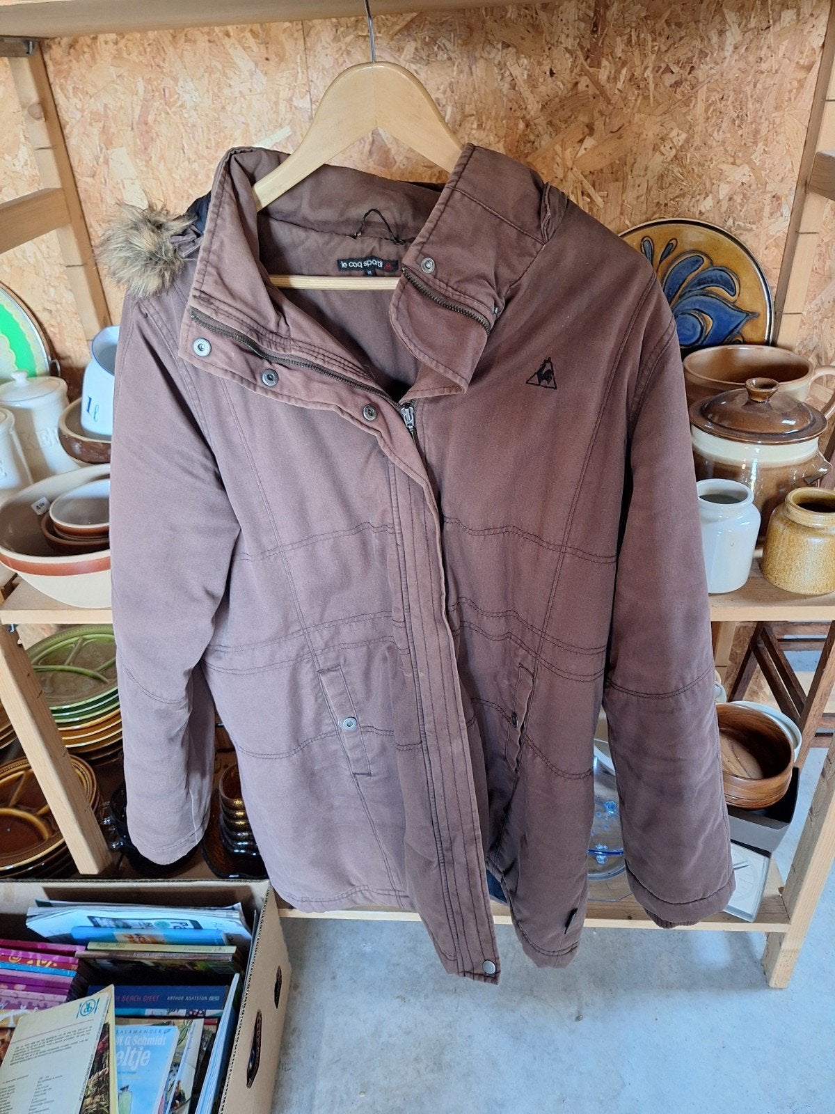 gratis af te halen Winterjas dames Le coq sportif XL, Ophalen, Zo goed als nieuw, Maat 46/48 (XL) of groter, Bruin
