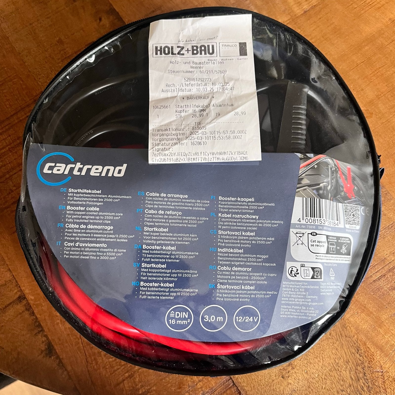 Cartrend Startkabels 16mm² 3m 12/24V, Auto diversen, Ophalen of Verzenden, Nieuw