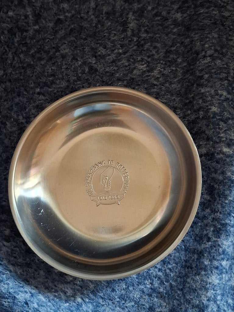 UNIEK metalen schaaltje van DE SPAARBANK ROTTERDAM 1818-1968, Ophalen of Verzenden