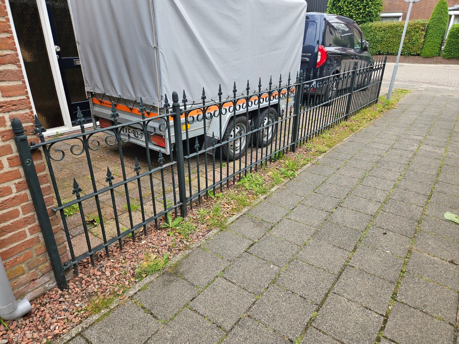 Smeedijzeren sierhekwerk 9 meter, Tuin en Terras, Ophalen, Gebruikt, IJzer, Sierhekwerk