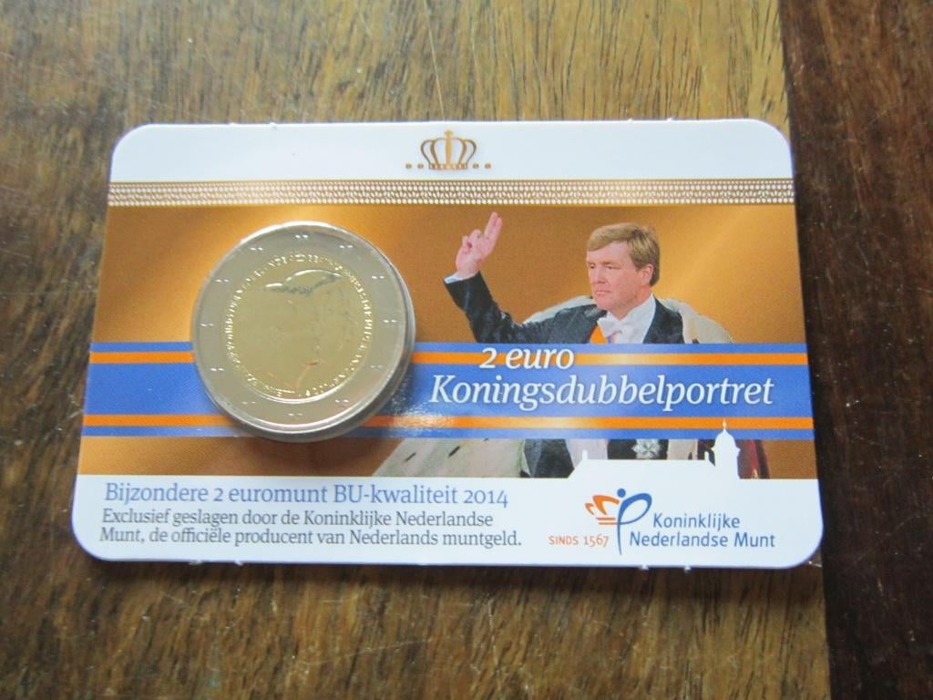 2 Euro   Koningsdubbelportret 2014 BU in Coincard, Verzenden, Koningin Beatrix, Euro's