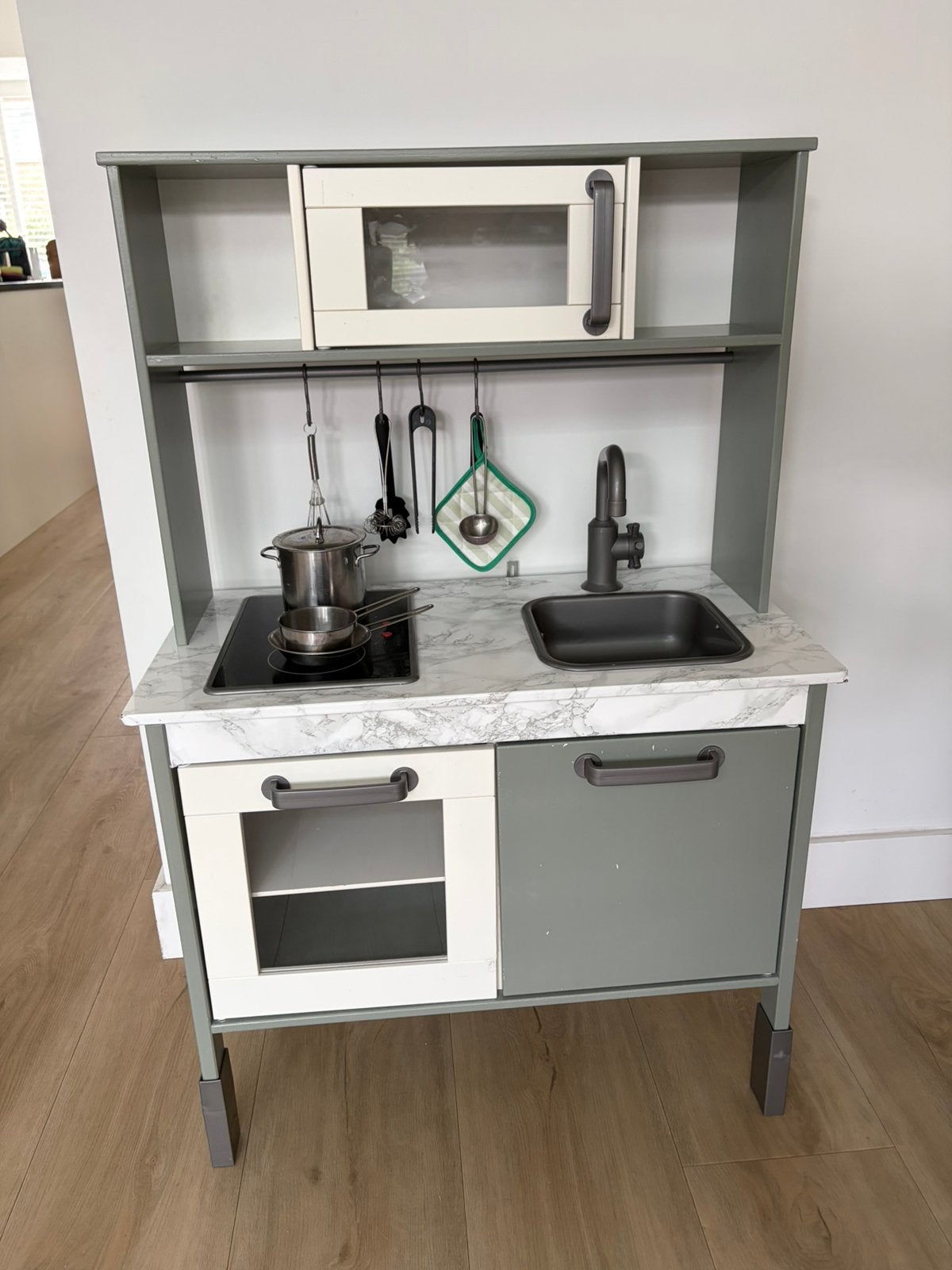 Gepimpt Ikea speel keukentje olijfgroen marmer, Ophalen, Gebruikt, Hout, Speelkeuken