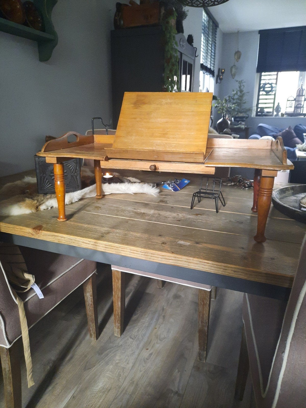 Brocante Schrijftafel - Verweerd Houten, Ophalen