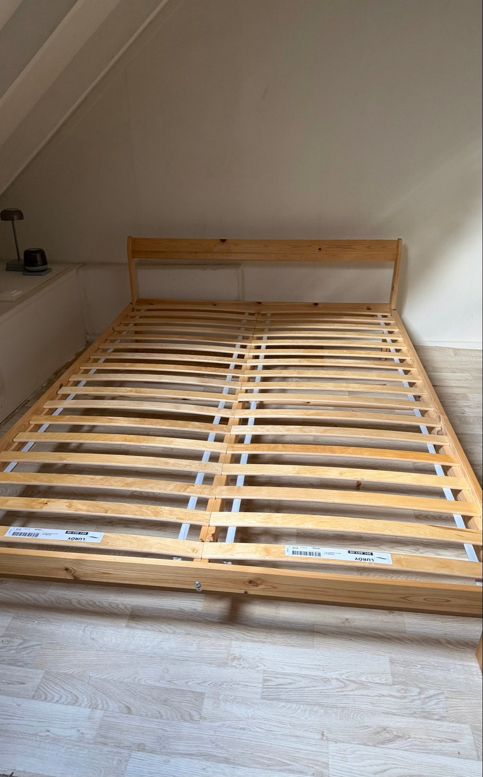 IKEA NEIDEN Bedframe met LURÖY lattenbodem 144x205 cm, Ophalen, Overige kleuren, Tweepersoons, 140 cm