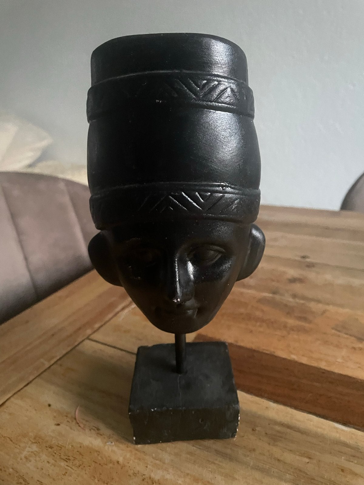 Zwart Buste Beeld op Sokkel - Afrikaanse Stijl, Minder dan 20 cm, Gips, Buste, Ophalen of Verzenden