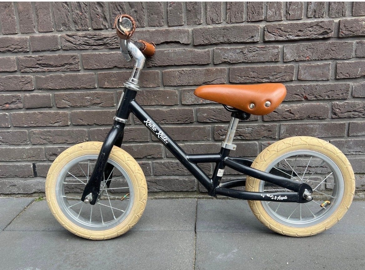 Retro Rider loopfiets - Zwart met bruin zadel, Ophalen, Gebruikt, Minder dan 16 inch