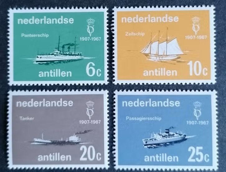 Nederlandse Antillen 1967 - nvph 380-383 - Onze Vloot plak, Ophalen of Verzenden