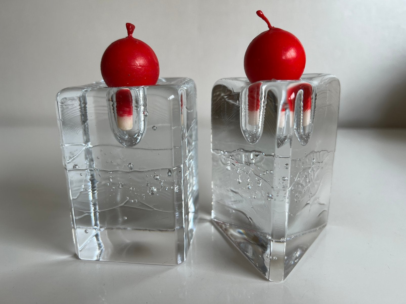 2 Iittala Arkipelago Glas Kandelaar Driehoek Timo Sarpaneva, Ophalen of Verzenden, Zo goed als nieuw, Overige materialen, Minder dan 25 cm