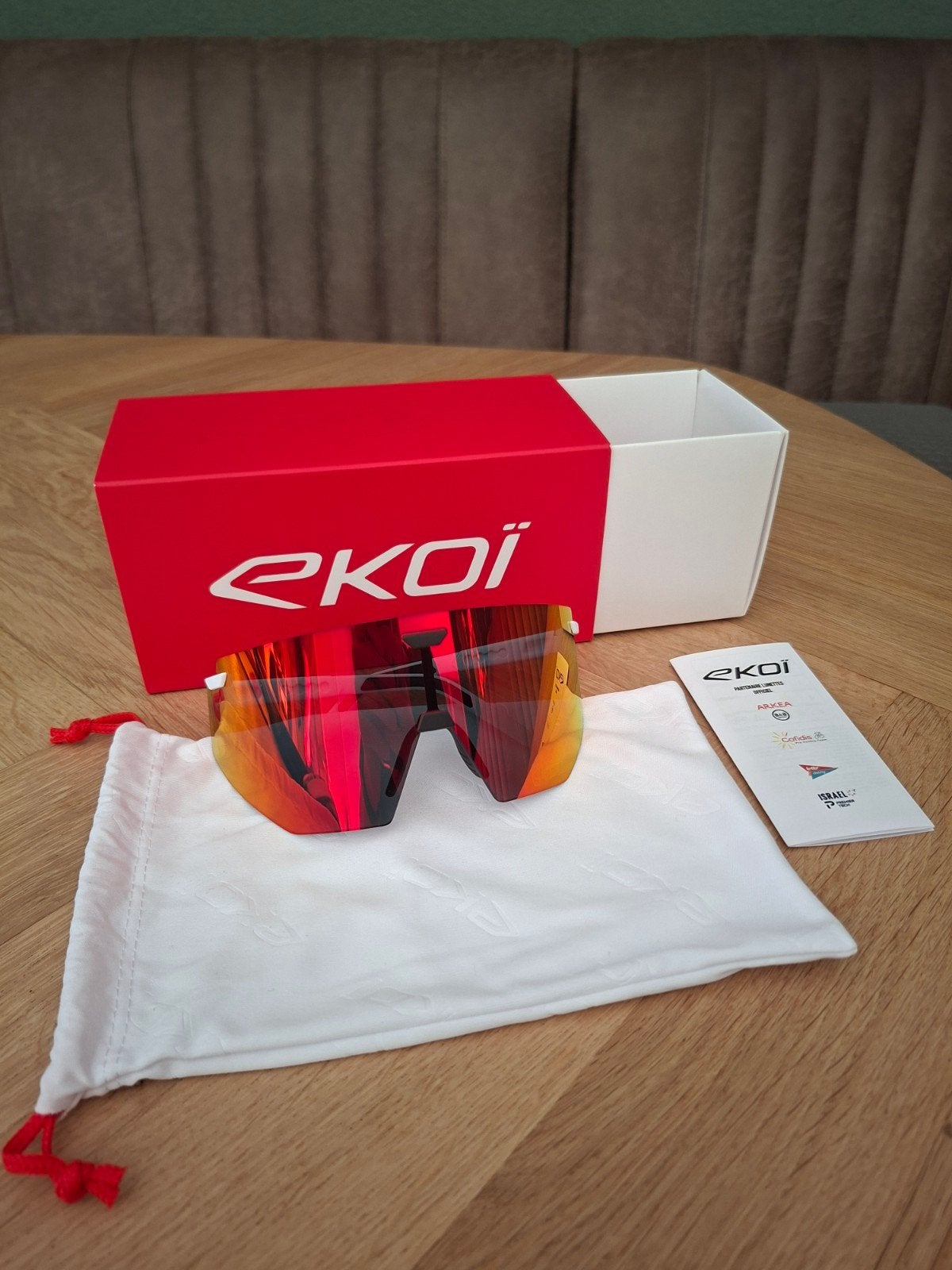 EKOI Racing AEROLITE Fietsbril Wit rood, Ophalen of Verzenden, Nieuw, Overige typen