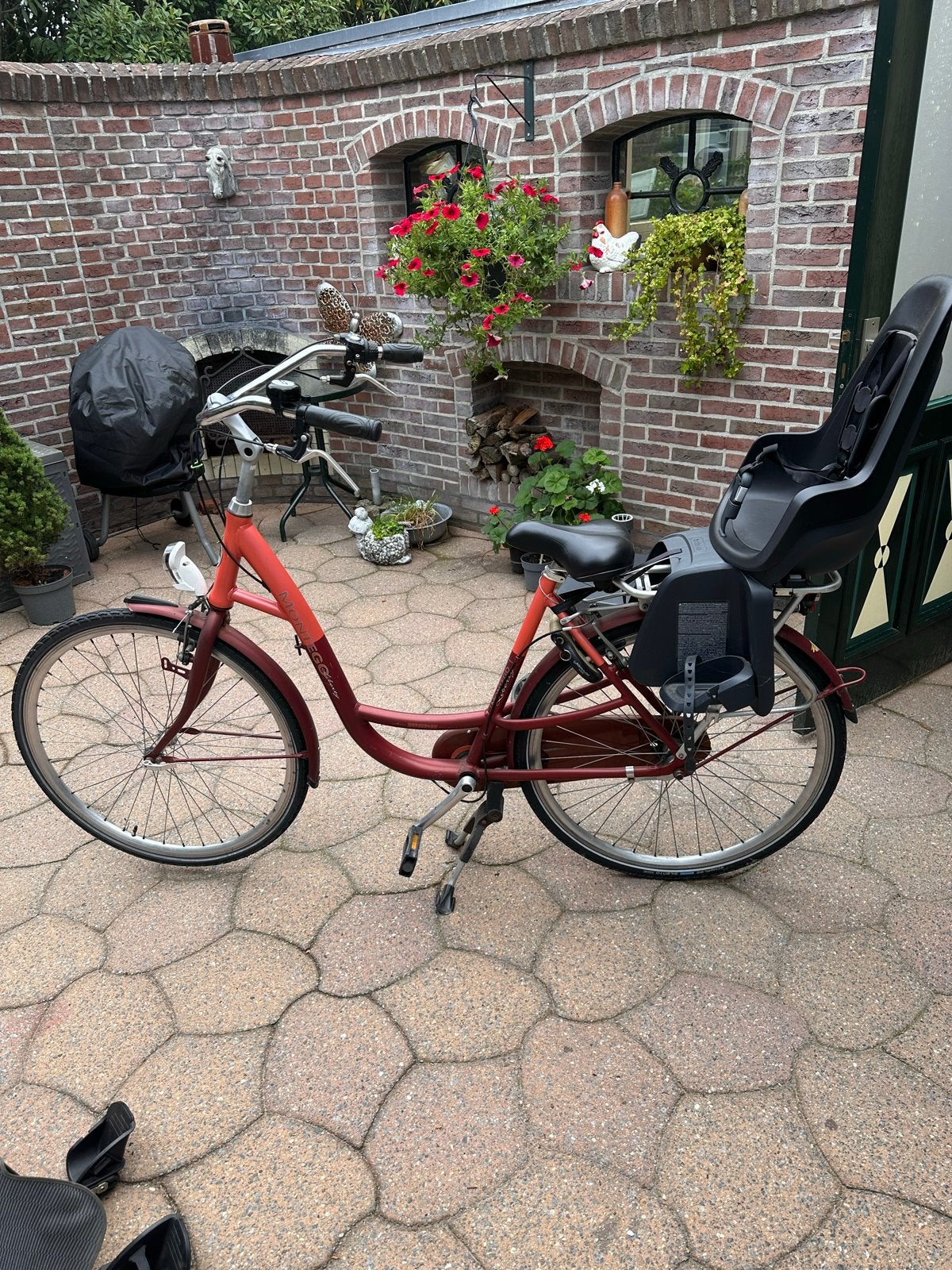 Montego Liberty Damesfiets met Bobike kinderzitje, Terugtraprem, 50 tot 53 cm, Ophalen, Overige merken