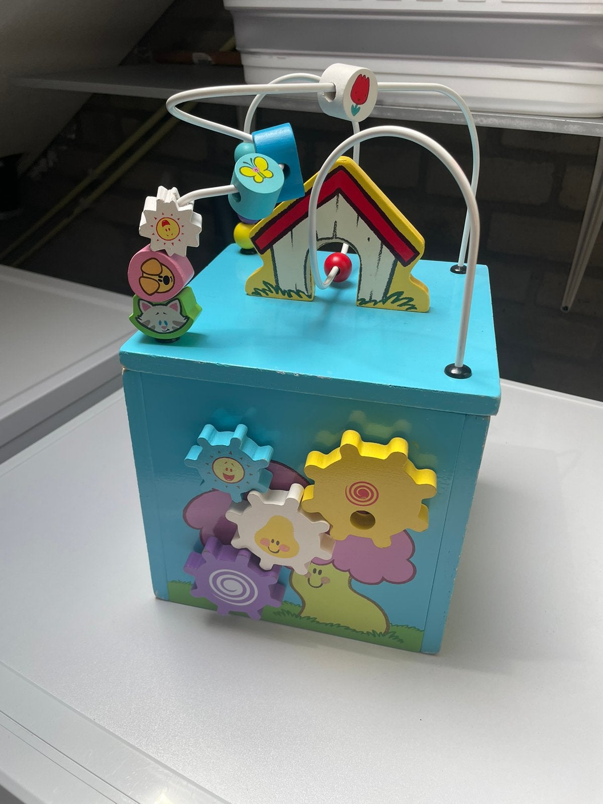Houten kubus Woezel & Pip, Ophalen, Gebruikt