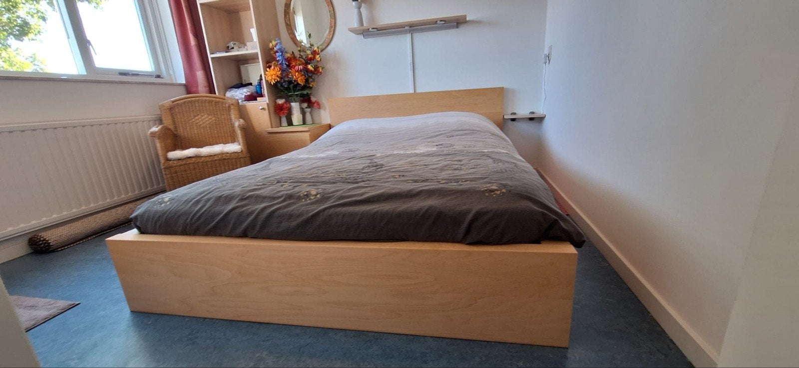 ikea bed lattenbodem matras dekbed, Ophalen, Bruin, Tweepersoons, Zo goed als nieuw