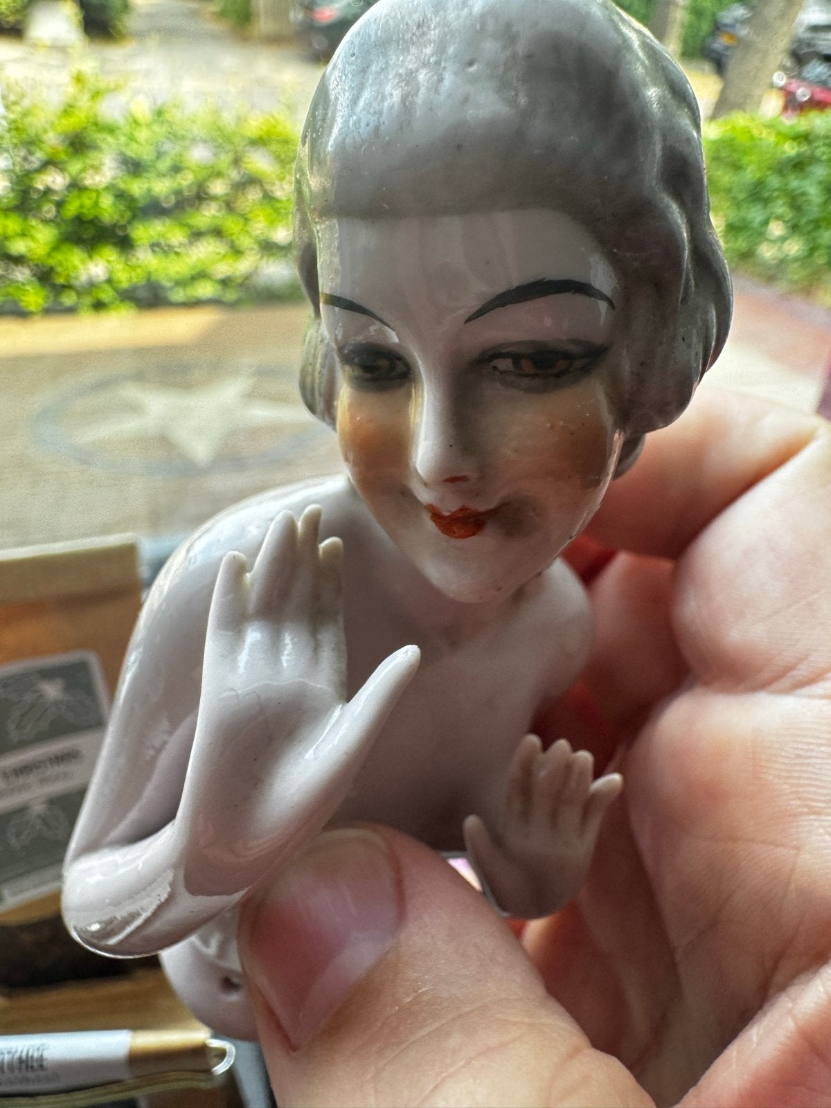 Vintage  porseleinen half doll, Verzamelen, Poppen, Gebruikt, Pop, Ophalen of Verzenden