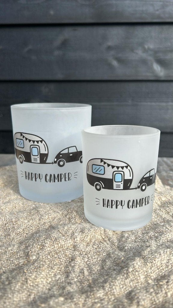 Windlichten caravan set van 2 happy camper, Ophalen of Verzenden, Nieuw