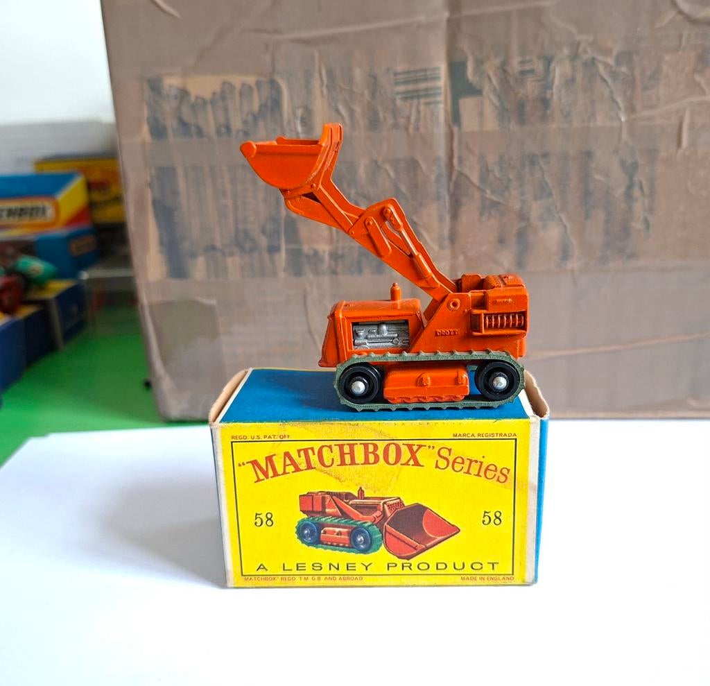 Matchbox 59 drott excavator oranje  ! Zilver motor !, Ophalen of Verzenden, Bus of Vrachtwagen