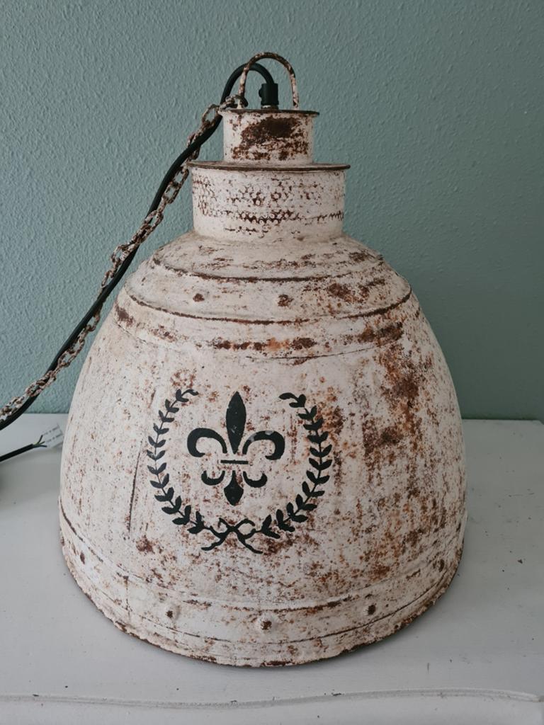 Grote metalen hanglamp landelijke stijl, Ophalen, Zo goed als nieuw, Minder dan 50 cm