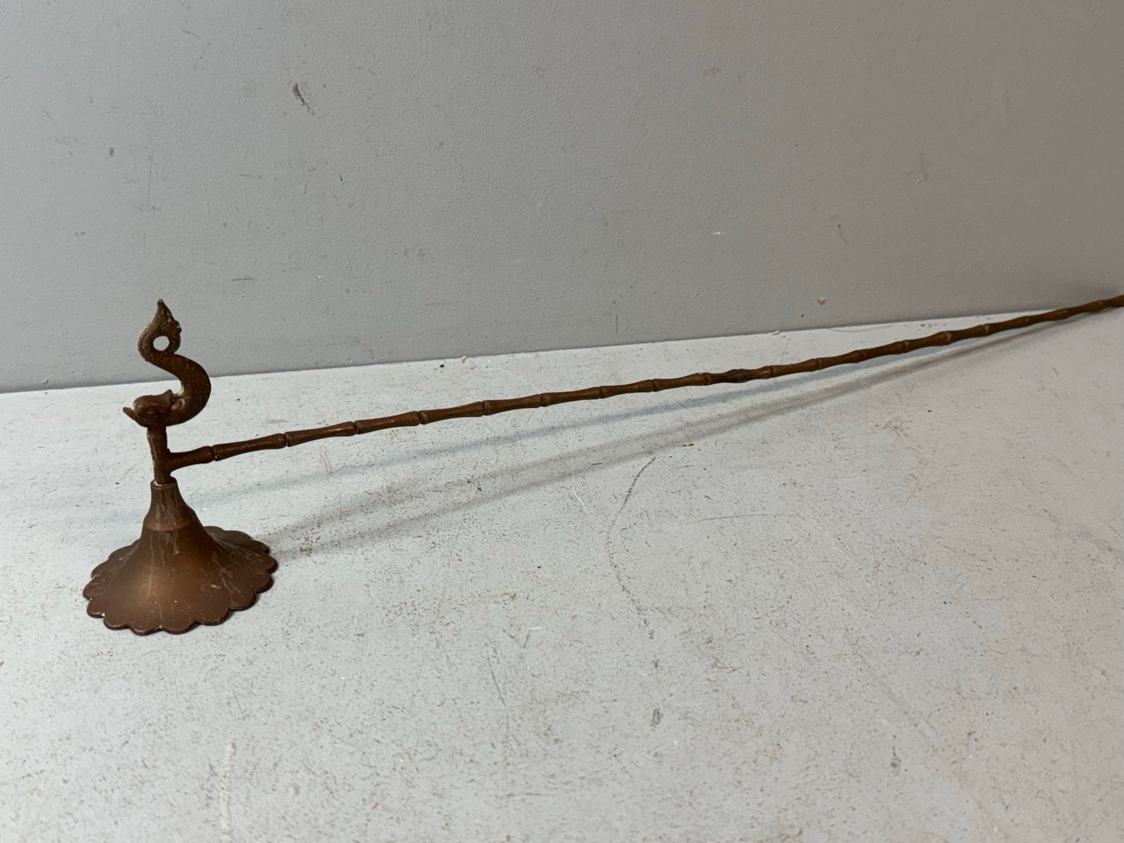 Vintage Messing Kaarsendover met Bamboe Steel, Antiek en Kunst, Ophalen of Verzenden