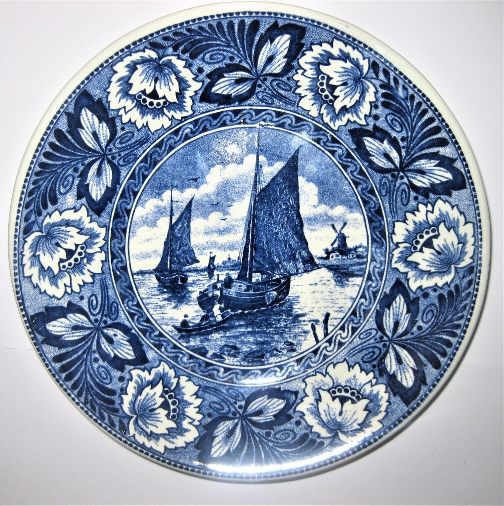 Wandbord Boch Delfts Blauw Zeilboot Vintage, Ophalen of Verzenden
