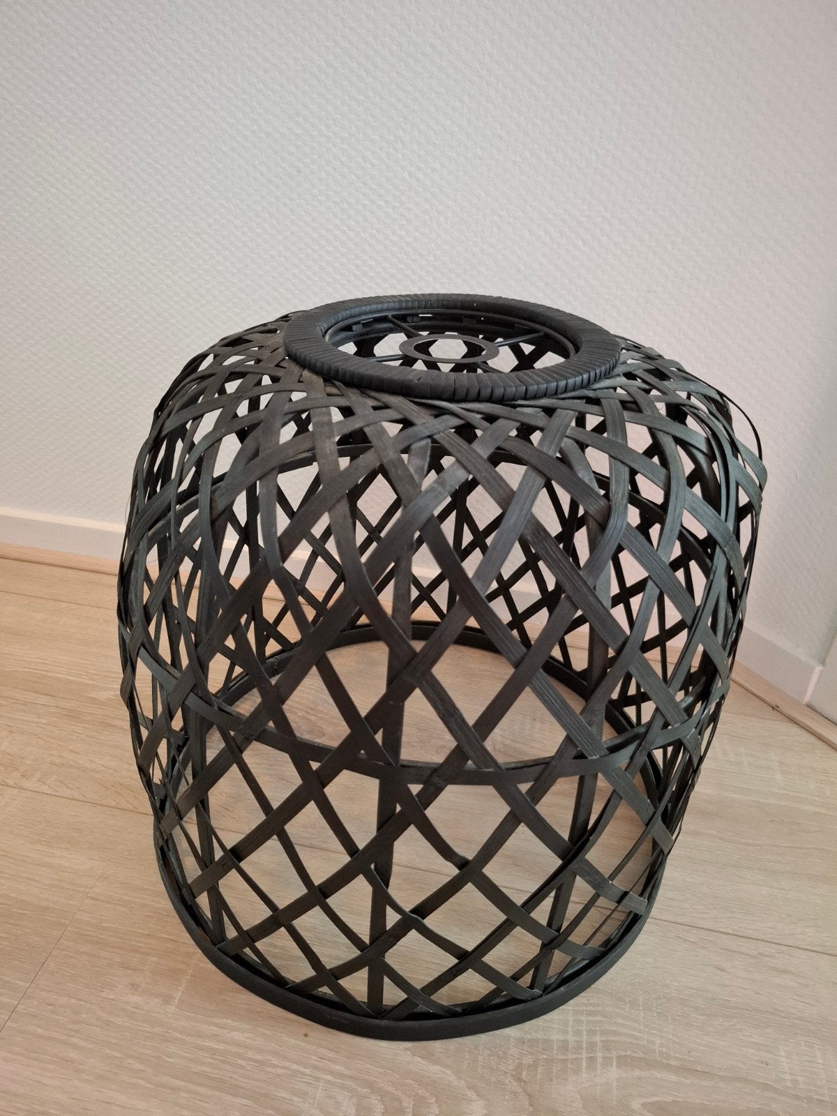 Zwarte bamboe hanglamp Kwantum, Ophalen, Zo goed als nieuw, Hout