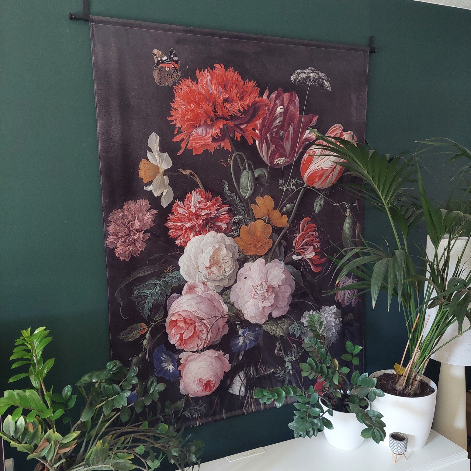 Wandkleed Bloemenstilleven, Ophalen, Zo goed als nieuw, Met ophangsysteem, Meerkleurig