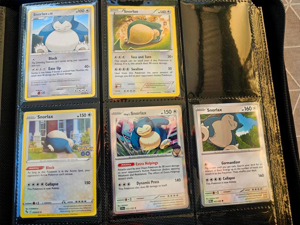 Snorlax verzameling van 5 pokemon kaarten, Ophalen of Verzenden