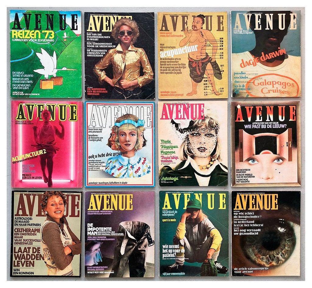 AVENUE 1973 TOONAGEVENDE GLOSSY MAGAZINE COMPLETE JAARGANG, Boeken, Tijdschriften en Kranten, Gelezen, Overige typen, Verzenden