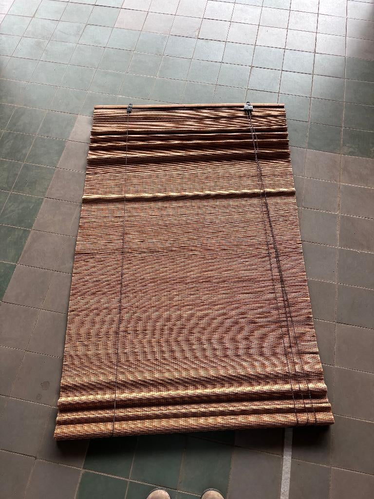 Bamboe Rolgordijn Vouwgordijn Bruin Naturel Set van 2, Ophalen, Gebruikt, Bruin, 50 tot 100 cm