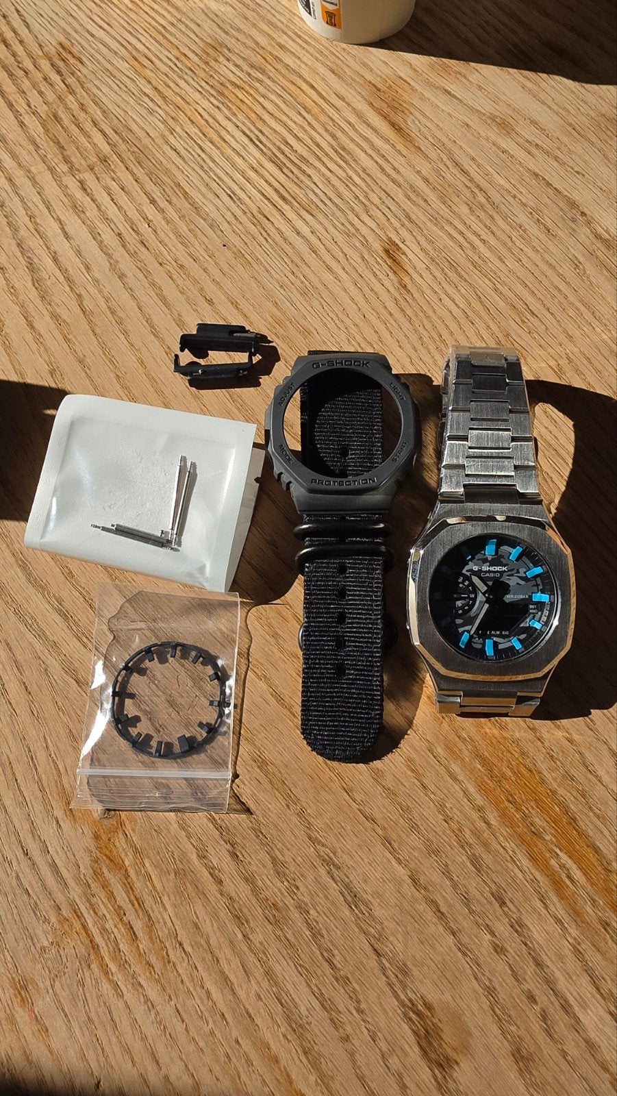Casio G-Shock GA-2100CA CasiOak metal mod + extra’s, Ophalen of Verzenden, Staal, Casio