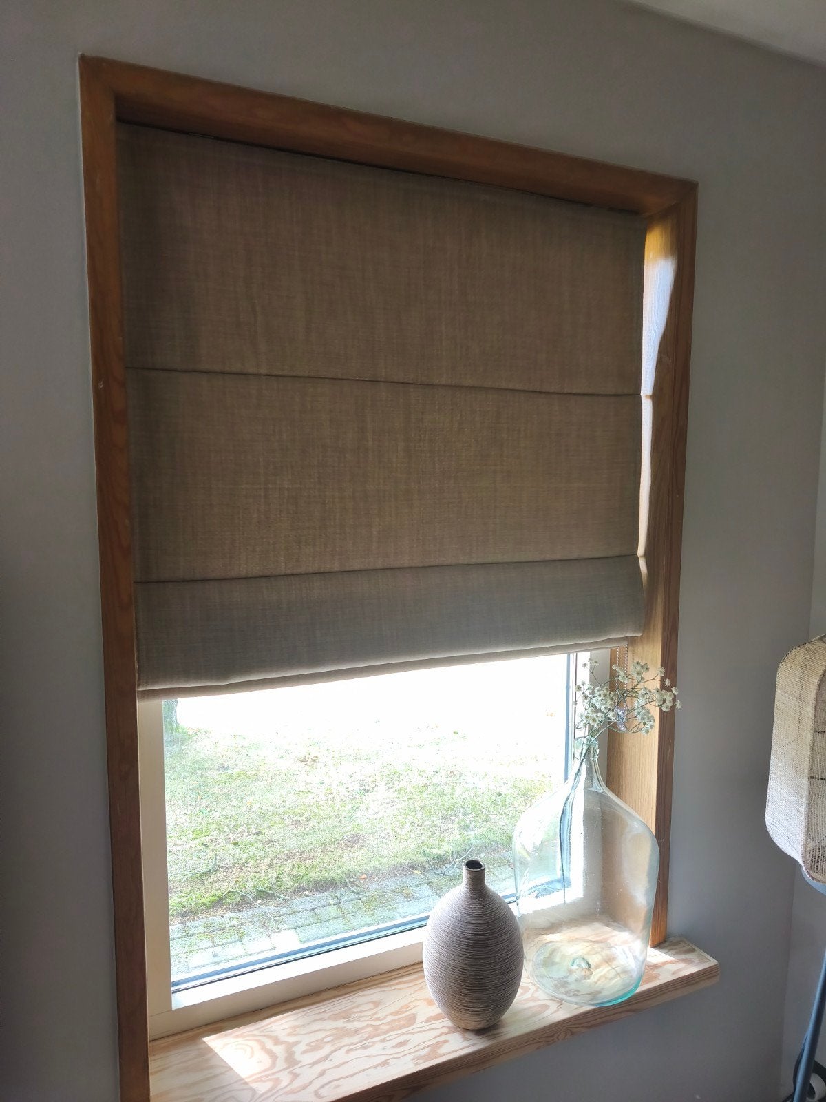 Nieuw: TUISS Vouwgordijn - Biscuit eternity linnen 87cm, Huis en Inrichting, Stoffering | Gordijnen en Lamellen, 127 cm, Bruin