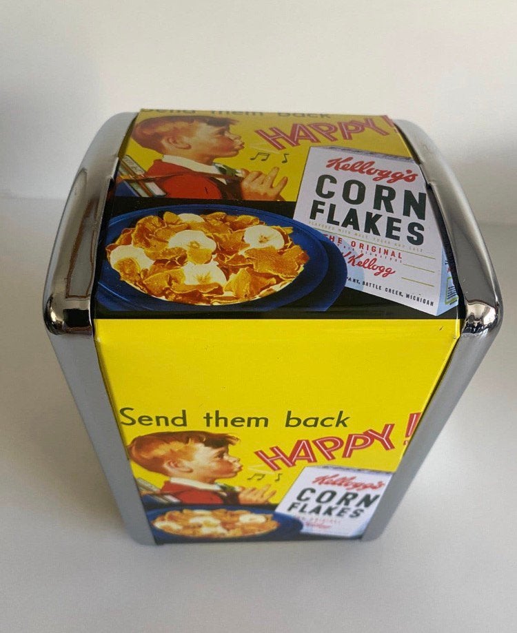 Servethouder: Kellogg’s Corn Flakes Send them back. HAPPY, Verzamelen, Ophalen of Verzenden, Zo goed als nieuw, Gebruiksvoorwerp
