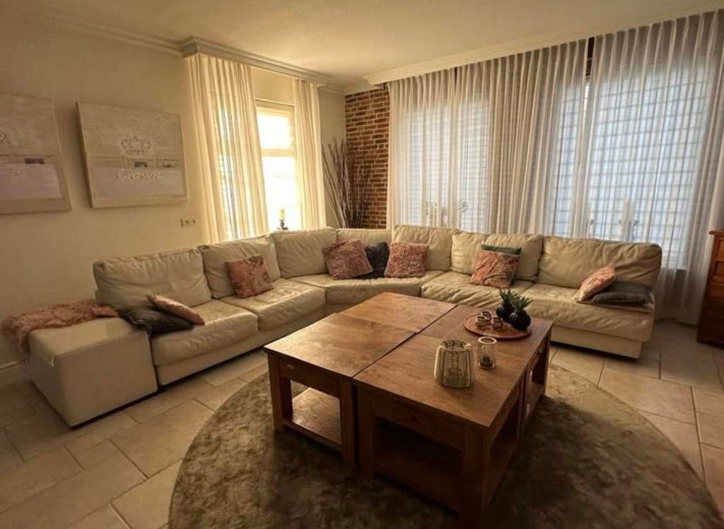 Grote Leren Hoekbank evt met 2 relax fauteuils, Huis en Inrichting, Banken | Bankstellen, Gebruikt, 100 tot 125 cm, Hoekbank, 300 cm of meer