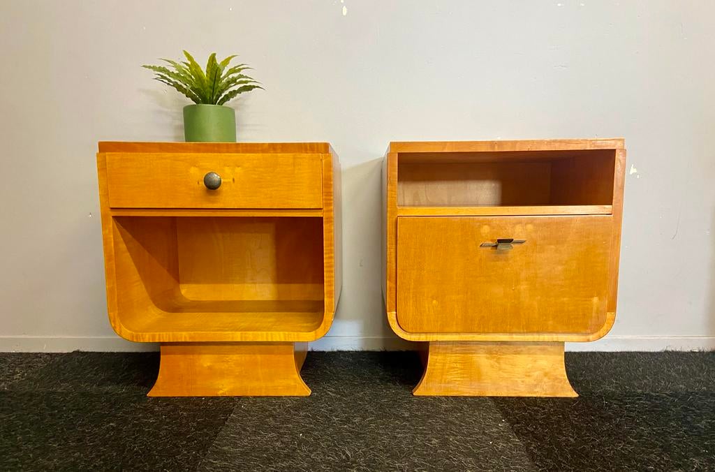 Vintage berken kastjes retro jaren 50/60 midcentury, Minder dan 45 cm, Zo goed als nieuw, Nvt, Minder dan 55 cm