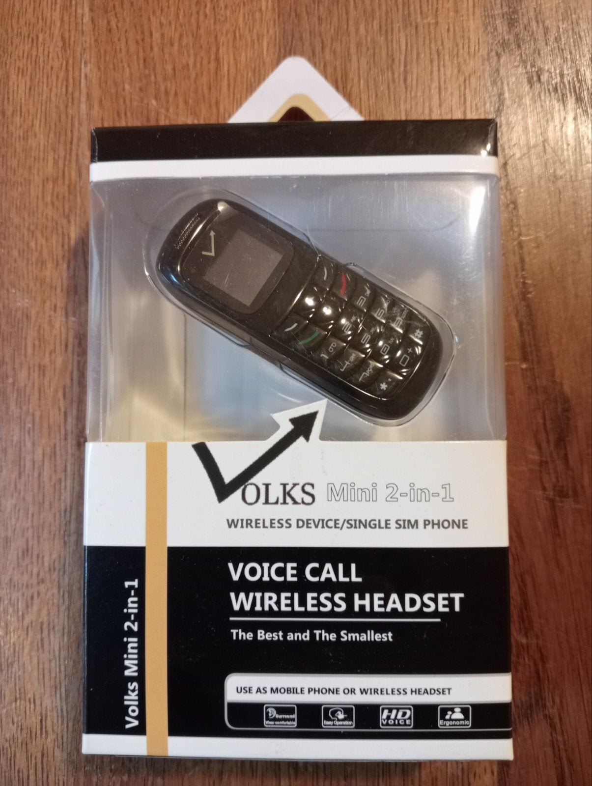 Volks Mini 2-in-1 Draadloze Telefoon/Headset Zwart, Telecommunicatie, Mobiele telefoons | Overige merken, Geen camera, Nieuw, Ophalen of Verzenden